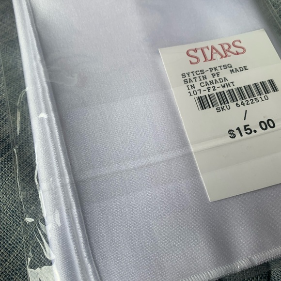 White Satin Pocket Square - Stars NWT - Picture 2 of 3